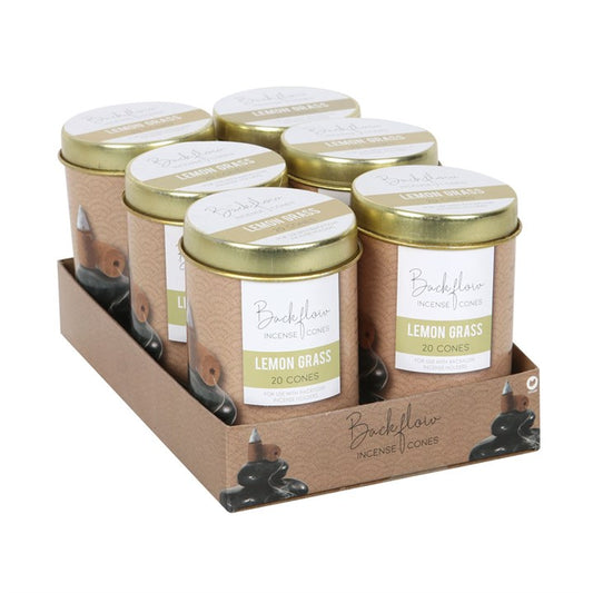 Elements Lemon Grass Jumbo Backflow Cones (Box of 6 individual tins)