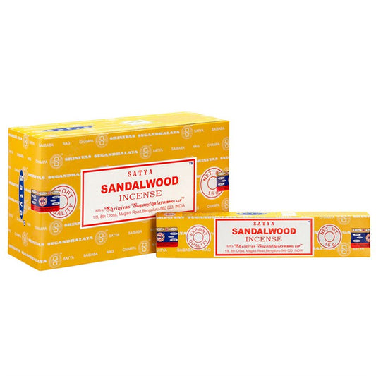Sandalwood Incense Sticks by Satya (Box of 12 individual packs)