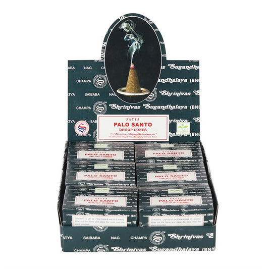 Palo Santo Dhoop Incense Cones by Satya (Box of 12 individual packs)