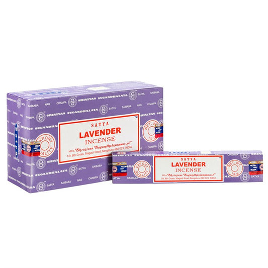 Lavender Incense Sticks by Satya (Box of 12 individual packs)