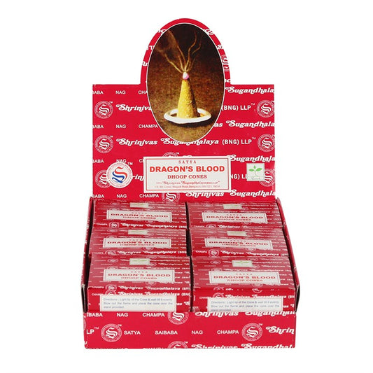 Dragons Blood Dhoop Incense Cones by Satya (Box of 12 individual packs)