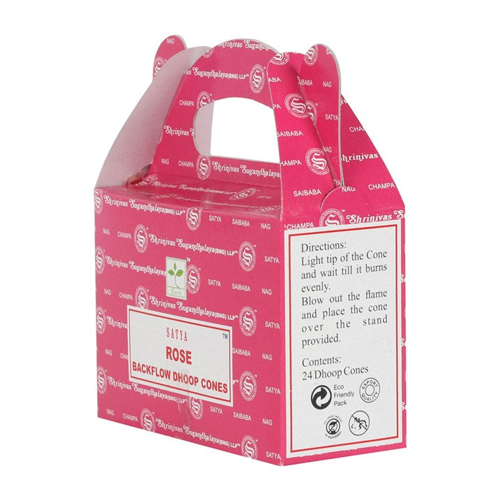 Rose Backflow Dhoop Cones by Satya (Box of 6 individual packs)