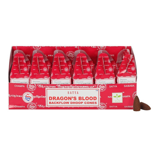 Dragon's Blood Backflow Dhoop Cones by Satya (Box of 6 individual packs)