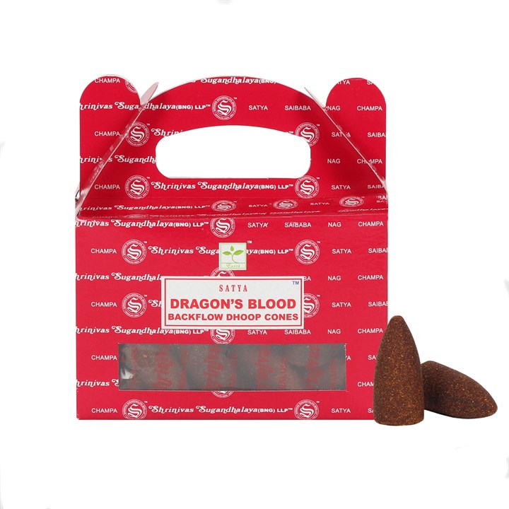 Dragon's Blood Backflow Dhoop Cones by Satya (Box of 6 individual packs)