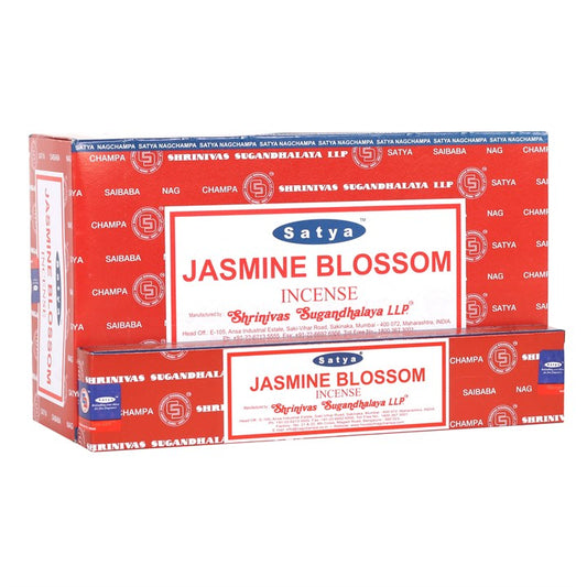 Jasmine Blossom Incense Sticks by Satya (Box of 12 individual packs)