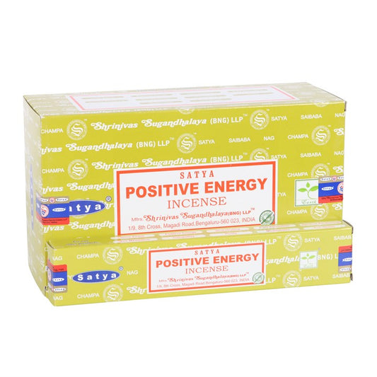 Positive Energy Incense Sticks by Satya (Box of 12 individual packs)