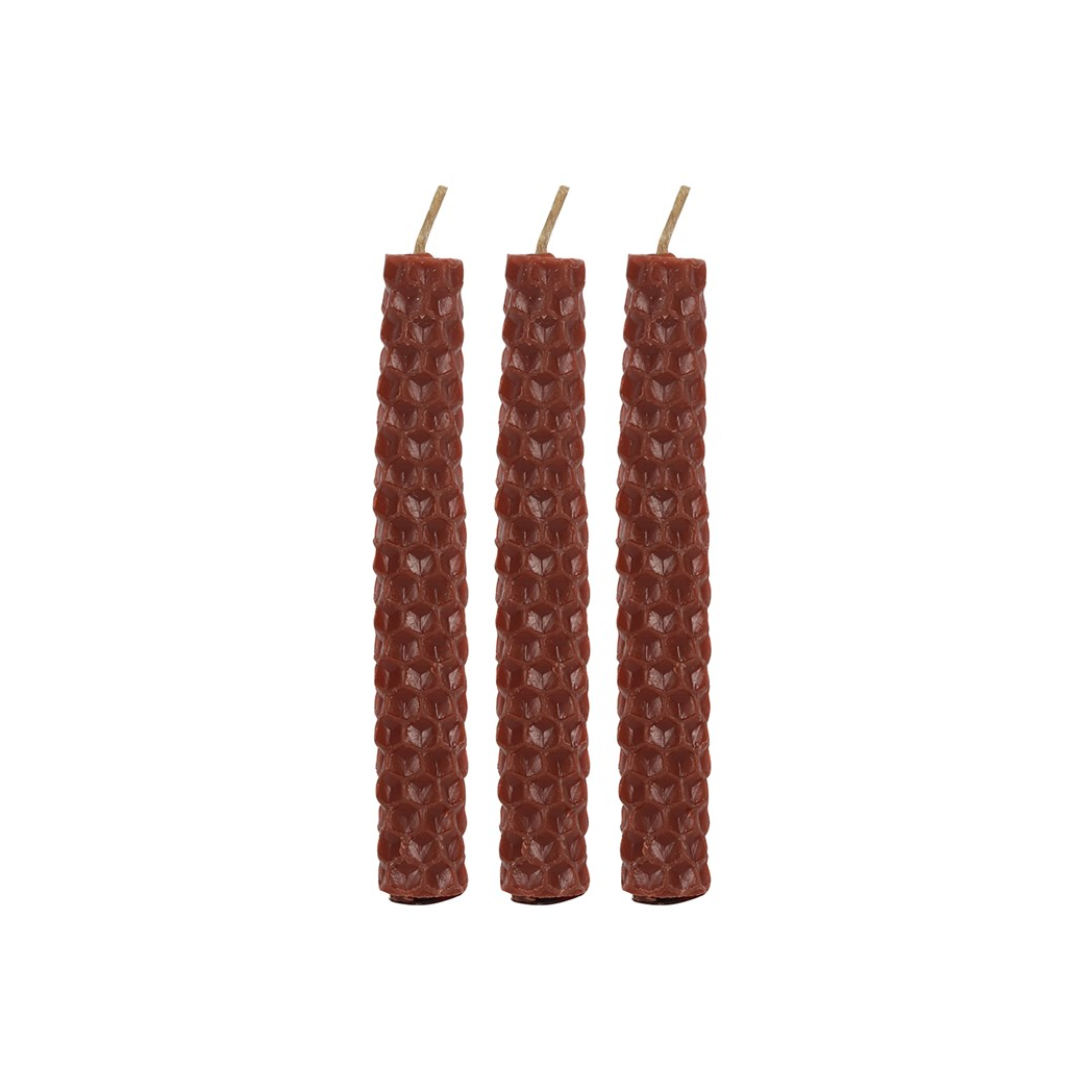 Set of 6 Brown Beeswax Spell Candles