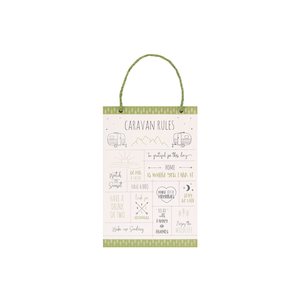 30cm Happy Camper Caravan Rules Hanging Sign