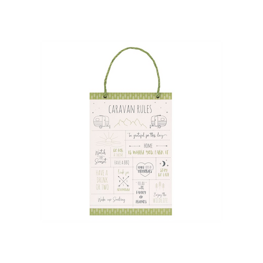 30cm Happy Camper Caravan Rules Hanging Sign