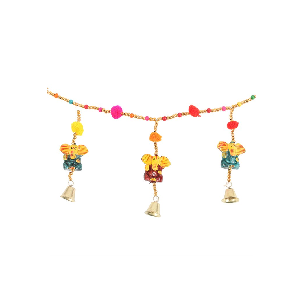 Hanging Ganesh Garland with Beads and Bells