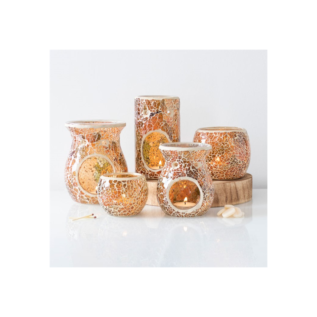 Pillar Brown Crackle Oil Burner and Wax Warmer