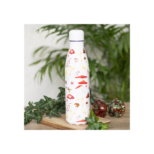 All Over Mushroom Print Metal Water Bottle
