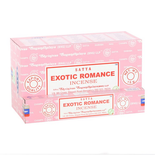 Exotic Romance Incense Sticks by Satya (Box of 12 individual packs)