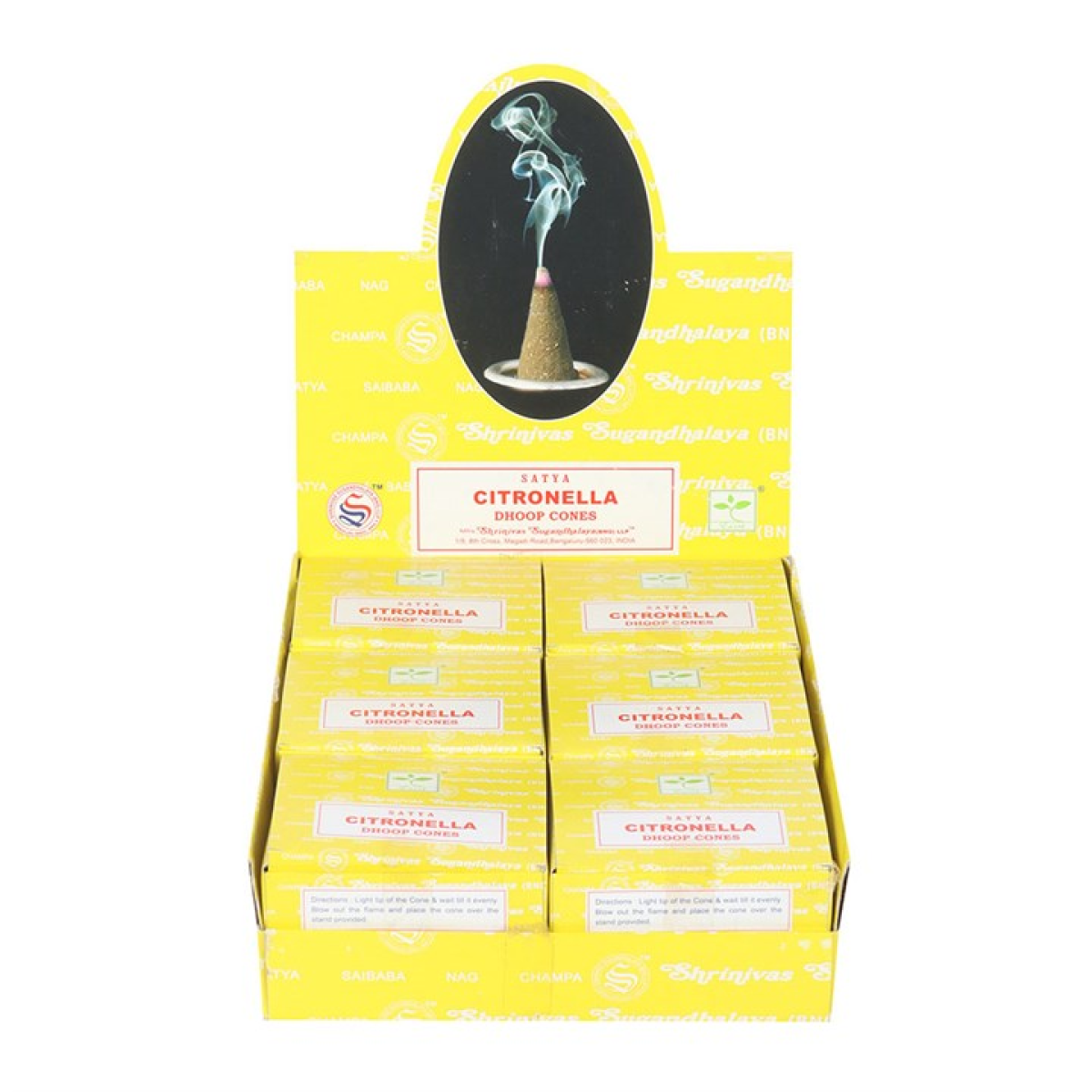 Citronella Dhoop Incense Cones by Satya (Box of 12 individual packs)