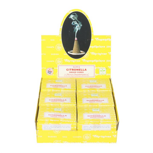 Citronella Dhoop Incense Cones by Satya (Box of 12 individual packs)