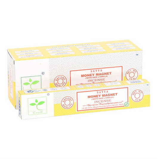 Earth Satya Money Magnet Incense Sticks (Box of 6 individual packs)