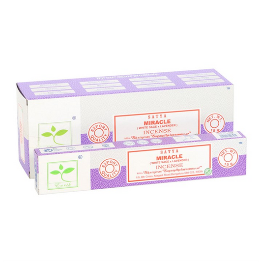 Earth Satya Miracle Incense Sticks (Box of 6 individual packs)