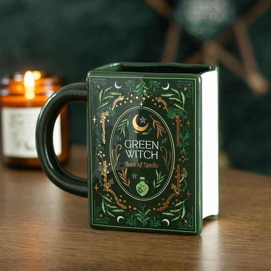 Green Witch Book Shaped Mug