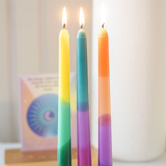 Set of 3 Dipped Aura Energy Taper Candles